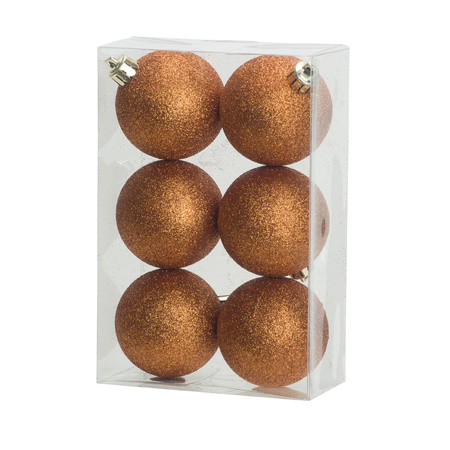 Kerstversiering set glitter kerstballen oranje 6 - 8 cm - pakket van 30x stuks