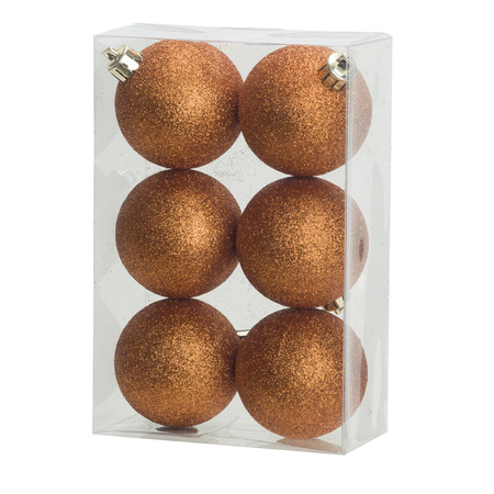 Kerstversiering set glitter kerstballen oranje 6 - 8 -10 cm - pakket van 50x stuks