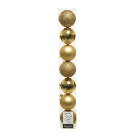 Kerstversiering kunststof kerstballen goud 6-8-10 cm pakket van 59x stuks