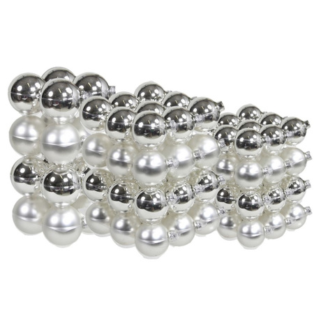 88x stuks glazen kerstballen zilver 4, 6 en 8 cm mat/glans