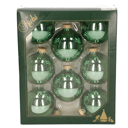 8x Jade groene glazen kerstballen glans 7 cm kerstboomversiering