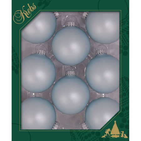 8x Misty aqua blue velvet glass christmas baubles matt 7 cm 
