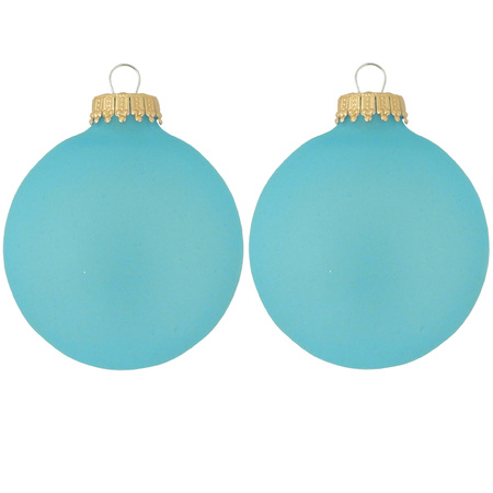 8x Spa Frost blauwe glazen kerstballen mat 7 cm kerstboomversiering