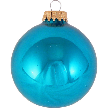 8x stuks glazen kerstballen 7 cm tropical aqua blauw