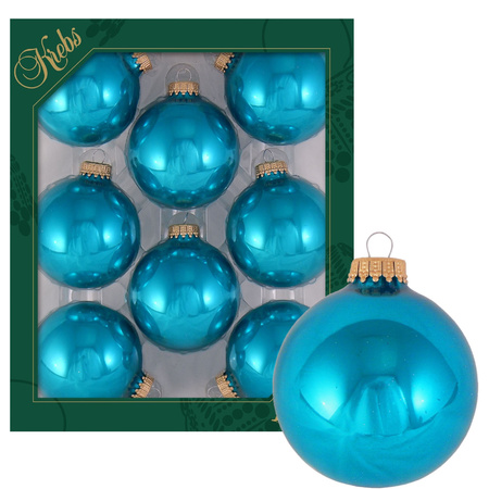 8x stuks glazen kerstballen 7 cm tropical aqua blauw