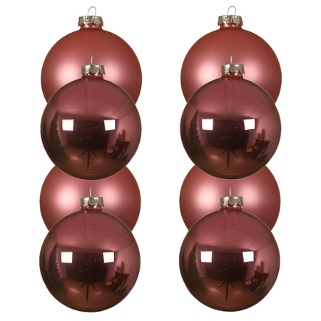 8x stuks glazen kerstballen lippenstift roze 10 cm mat/glans