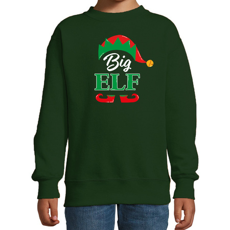 Big elf Kerstsweater / Kersttrui groen voor kinderen
