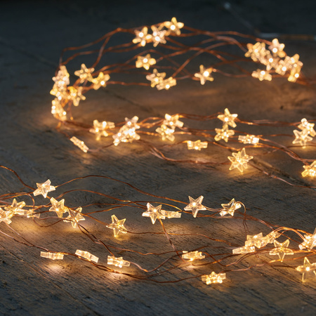 Cascade draadverlichting 40 witte sterren lampjes op batterij