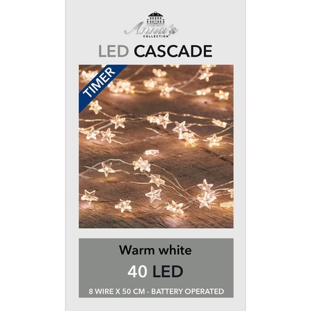 Christmas cascade star lights LED with timer warm white 8x 50 cm