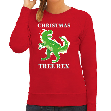 Christmas tree rex Kerstsweater / outfit rood voor dames