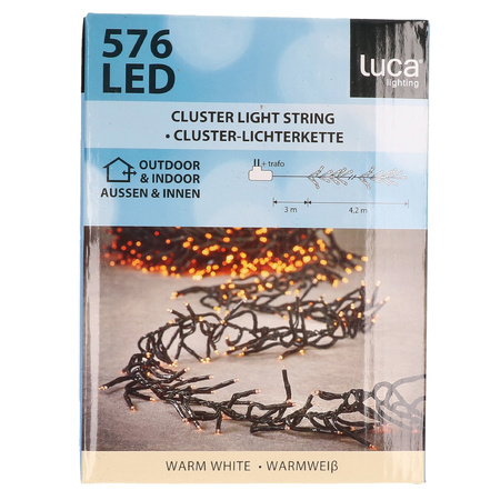 Clusterverlichting 576 warm witte lampjes met afstandsbediening 4,2 m