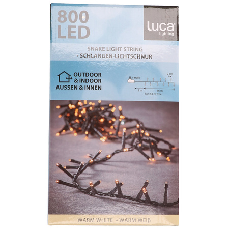Clusterverlichting 800 warm witte lampjes met afstandsbediening 16 m