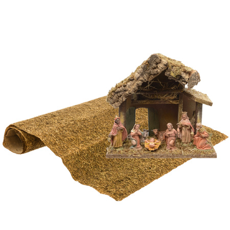 Nativity scene including 8 statues and background 27 cm