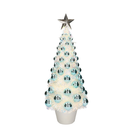 Complete mini kunst kerstboom / kunstboom blauw met lichtjes 50 cm