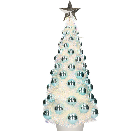 Complete mini kunst kerstboom / kunstboom blauw met lichtjes 50 cm