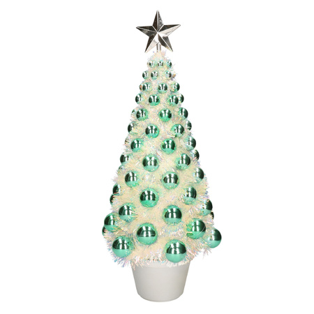Complete mini kunst kerstboom / kunstboom groen met lichtjes 50 cm