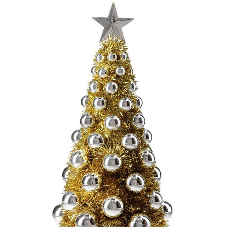 Complete cristmas tree gold/silver with baubles 40 cm