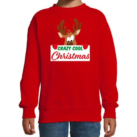 Crazy cool Christmas Kerstsweater / Kersttrui rood voor kinderen