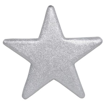 1x Large silver glitter stars decoration 50 cm