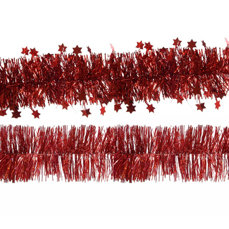 Decoris foil garlands 2x pcs - red - plastic - 270 cm