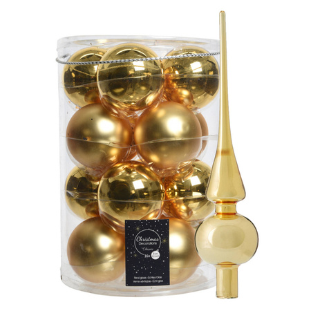 Decoris kerstballen 16x stuks 8 cm incl. piek glans goud - glas