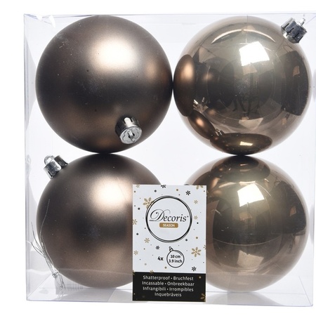 Decoris Kerstballen - 4st - kasjmier - kunststof mat/glans - 10 cm voor bestellen, Kerst decoratie winkel met Decoris Kerstballen - 4st - kasjmier -