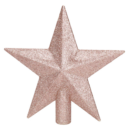 1x Light pink star Christmas tree topper 19 cm