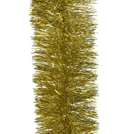 Kerstversiering glazen piek glans 26 cm en folieslingers pakket goud van 3x stuks