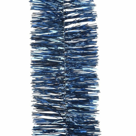 Kerstversiering kunststof glitter ster piek 19 cm en folieslingers pakket donkerblauw van 3x stuks