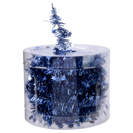 Christmas tree stars foil garlandes thin - dark blue - 700 x 3 cm