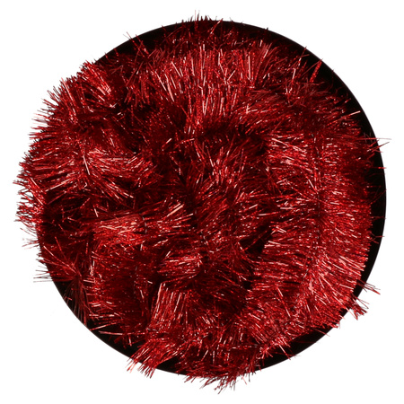 Decoris kerstslinger - rood - 270 x 7,5 cm - tinsel/folie - lametta slinger 