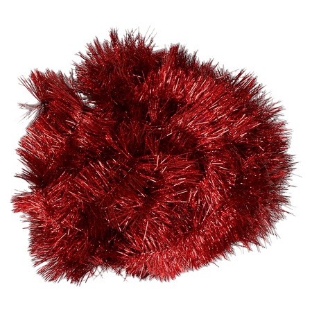 Decoris kerstslinger - rood - 270 x 7,5 cm - tinsel/folie - lametta slinger 