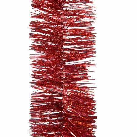 Kerstversiering glazen piek mat 26 cm en glitter folieslingers pakket rood van 3x stuks