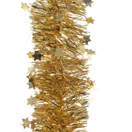Set of a christmas star peak and 2x garlands gold 270 x 10 cm