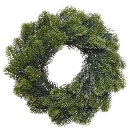 Kerstkrans 50 cm - groen - met zwarte hanger/ophanghaak - kerstversiering