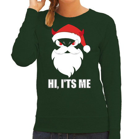 Devil Santa Kerst sweater / Kerst outfit Hi its me groen voor dames