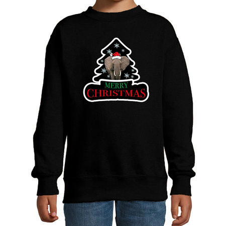 Christmas sweater elephants black for children - Xmas elephants sweater