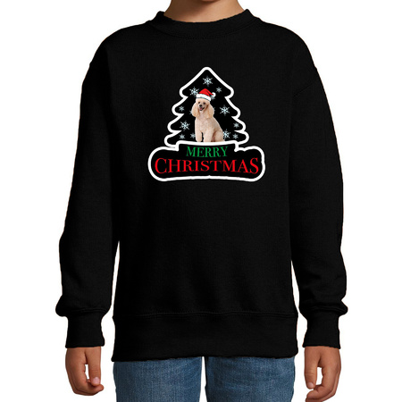 Dieren kersttrui poedel zwart kinderen - Foute honden kerstsweater