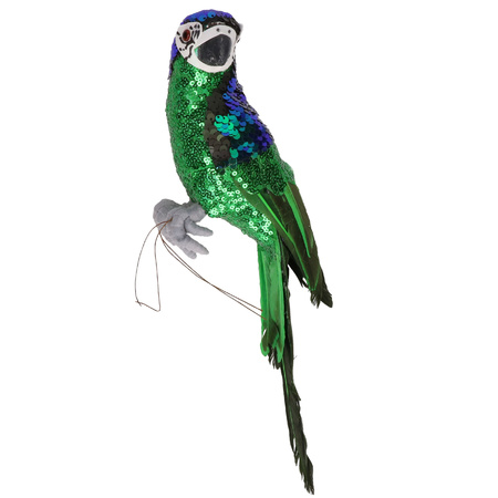 Animal statue green parrot bird 30 cm decoration