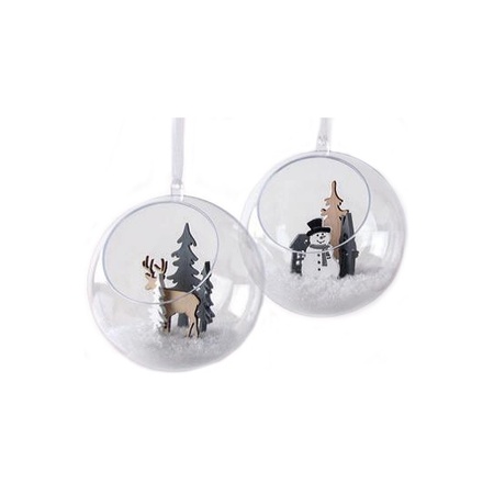 DIY - doe het zelf open kerstballen - 2x stuks - transparant - 12 cm