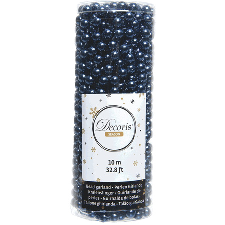 Plastic christmas baubles 6 cm incl. bead garland dark blue