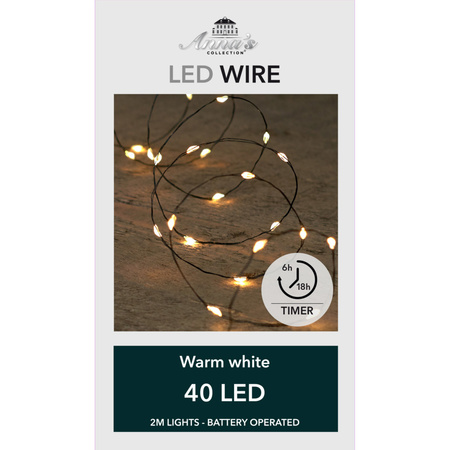 Christmas lights LED wire with timer 40 lights warm white 200 cm