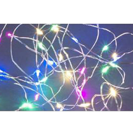Wire lights silver with coloured LED lights 2 meters battery powered with timer
