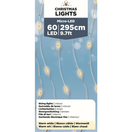 Draadverlichting zilverdraad 60 warm witte lampjes - 295 cm