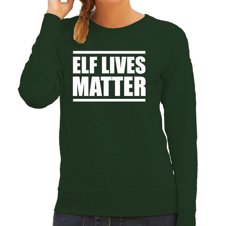 Elf lives matter Christmas sweater green for women