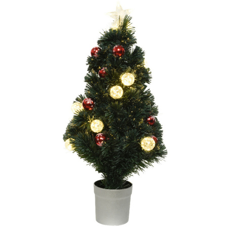 Fiber optic kerstboom/kunst kerstboom met verlichting 90 cm
