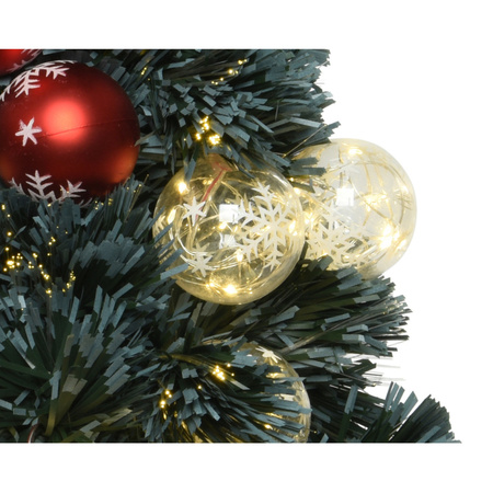Fiber optic kerstboom/kunst kerstboom met verlichting en kerstballen 60 cm 