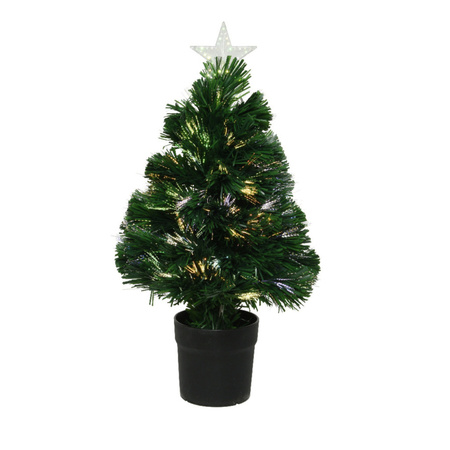 Fiber optic kerstboom/kunst kerstboom met verlichting en ster piek 60 cm