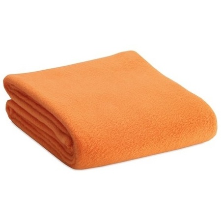 Fleece deken/plaid oranje 120 x 150 cm