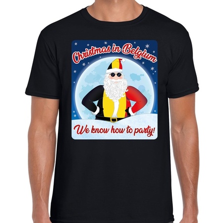 Fout Belgie kerst shirt Christmas in Belgium zwart voor heren